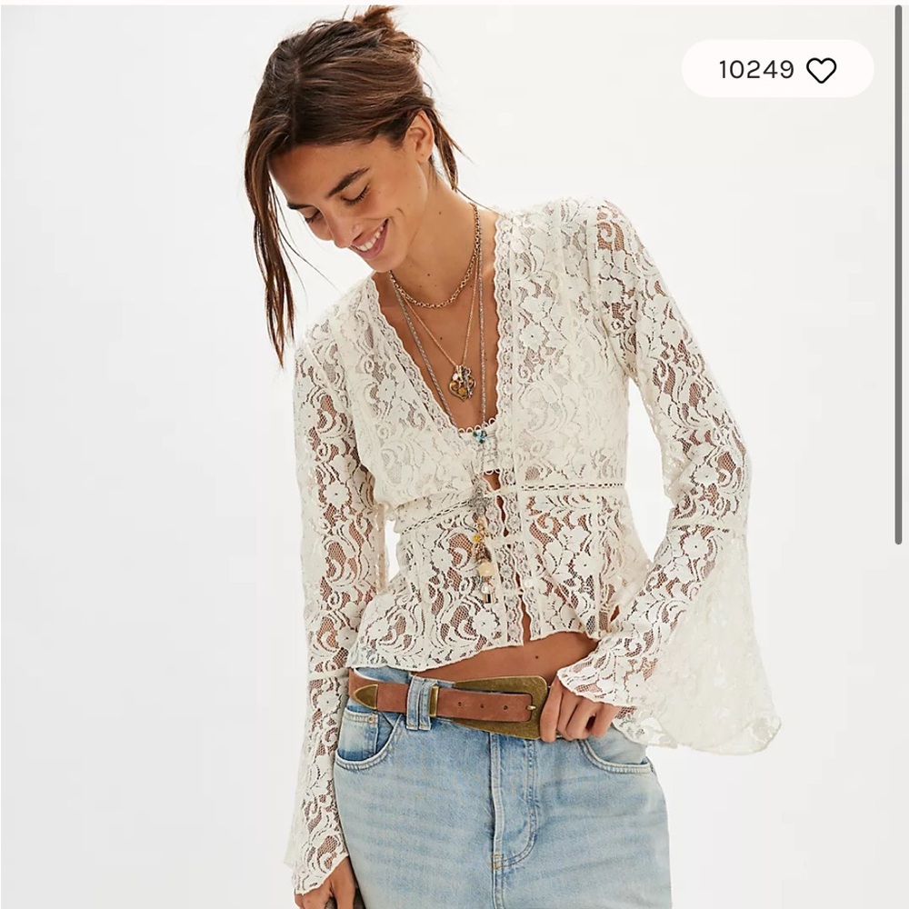 NWT Free People Whispering Love Top in Tofu size XS - Picture 2 of 6
